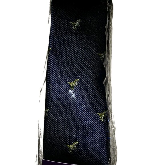 TIE T-Rex Aus Cufflinks Mens Necktie Hand Stitched Navy - New w/tags - Picture 2 of 3